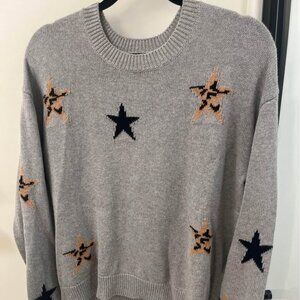 Rails Perci Grey Cashmere Sweater | Animal Print Stars
